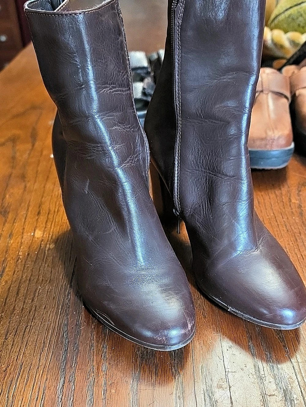 Annabelle Burgundy Leather Ankle Boots 37 Or 7